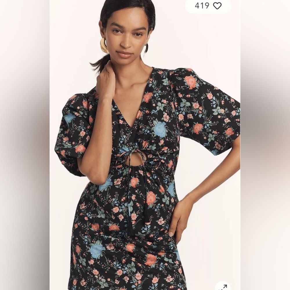 Anthropologie Maeve Short-Sleeve V-Neck Cotton Mini Dress
